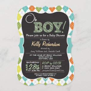 ¡Oh, chico! Invitación de Baby Shower con aspecto