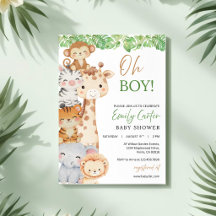 ¡Oh Chico! Invitación Safari para Baby Shower