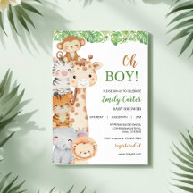 ¡Oh Chico! Invitación Safari para Baby Shower