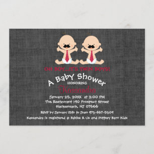 Oh chico...Mustache Twin Boy Invitación de Baby Sh