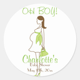 ¡OH CHICO! Pegatinas de Baby Shower Green Silhouet