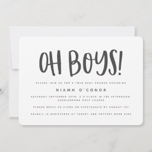 Oh chicos invitación a la ducha de bebé gemelos