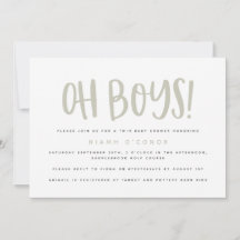 Oh chicos invitación a la ducha de bebé gemelos