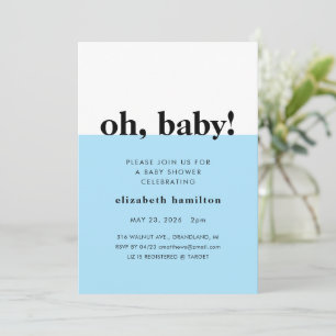 ¡Oh Cielo! Invitación de Baby Shower Azul y Blanco