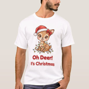 ¡Oh Ciervo Es Navidad Camiseta de Luces de Ciervo 