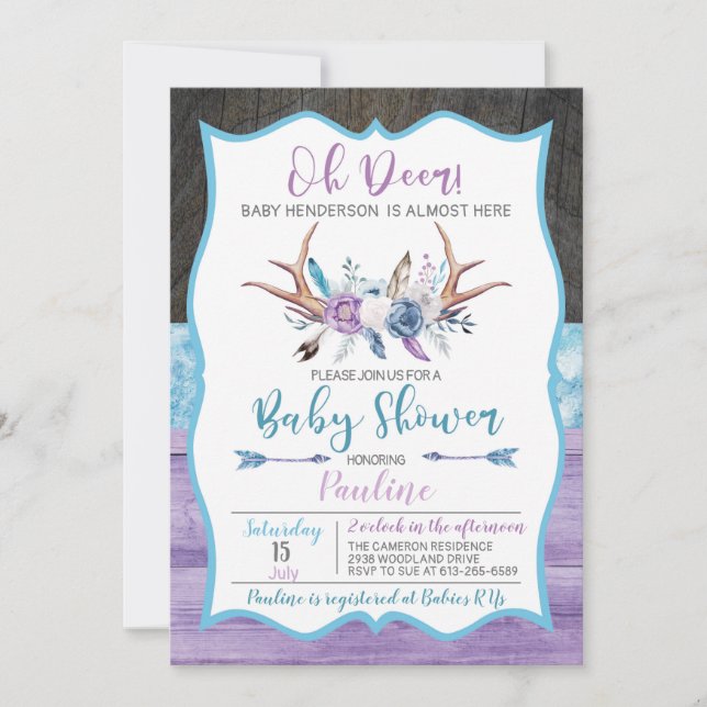 Oh ciervo Género Neutral Invitación de Baby Shower (Anverso)