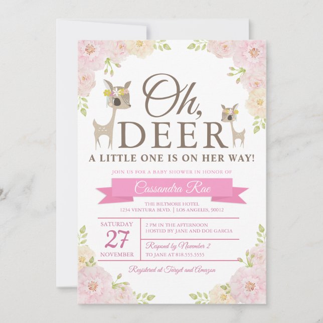 ¡Oh ciervo! Invitación de Baby Shower (Anverso)