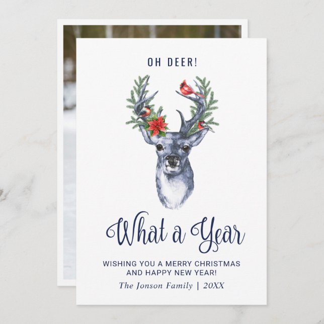 Oh ciervo, qué año, feliz saludo de Navidad (Anverso / Reverso)