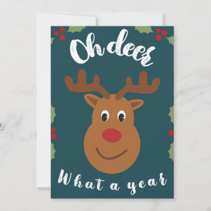 Oh Ciervo Qué Año Tarjeta de Navidad Animal Sin Fo