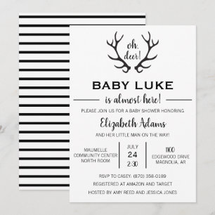 Oh Deer Baby Boy Shower Invitación