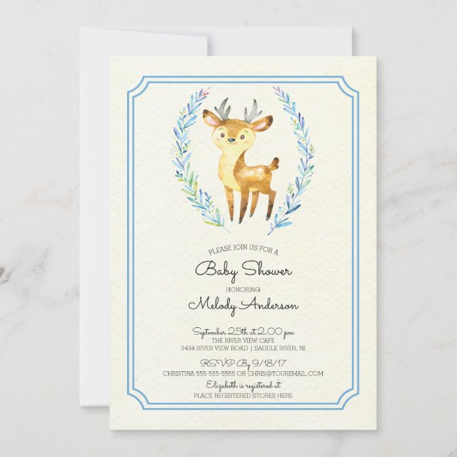 Oh Deer Boys Baby Shower Invitación al bebé (Anverso)