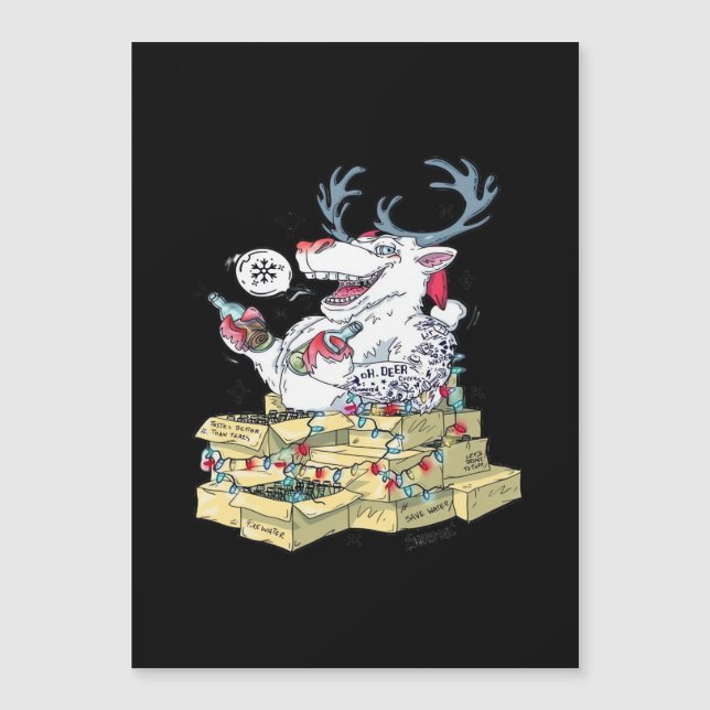 Oh Deer Drunk Reindeer Celebrating Christmas Festi (Anverso)