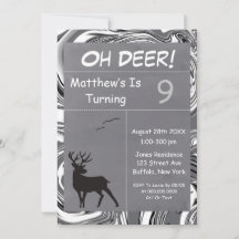 Oh Deer Gray Camouflage Birday Party Invita