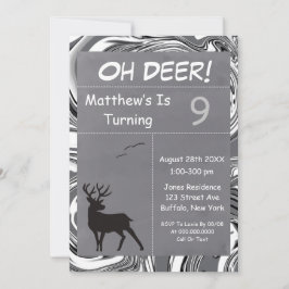 Oh Deer Gray Camouflage Birday Party Invita