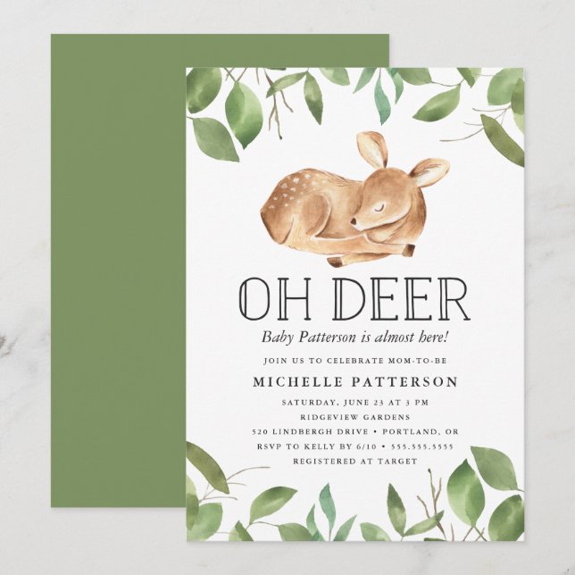 Oh Deer | Invitación de Baby Shower (Anverso / Reverso)