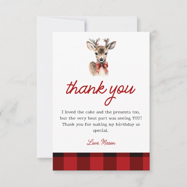 Oh Deer Navidades Deer Birthday Gracias Tarjeta (Anverso)