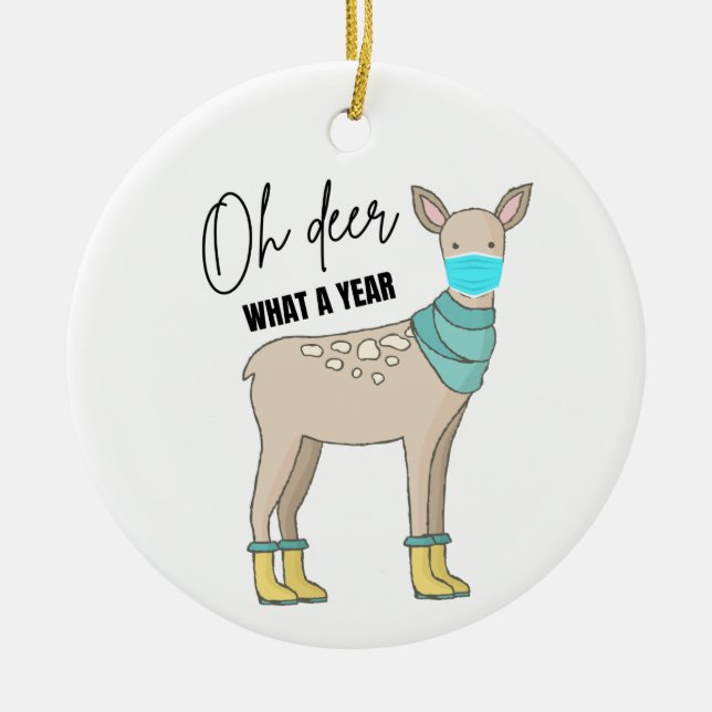 Oh Deer Qué Año 2020 Codiciar Ornamento De Navidad (Frente)