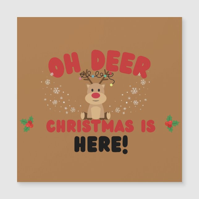Oh Deer – Tarjeta divertida de Navidad de reno  (Anverso)
