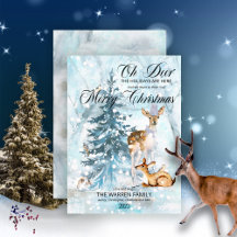 Oh Deer Woodland Animals Invierno Feliz Navidad
