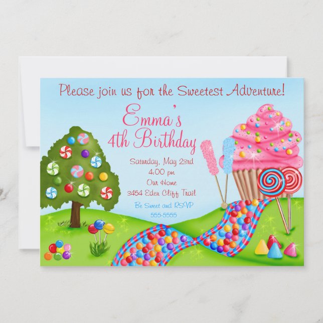Oh Dulces invitaciones para el pastel de cumpleaño (Anverso)