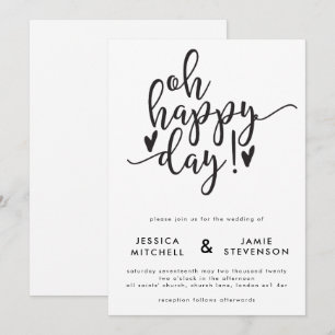 Oh Feliz Día Invitación a la boda tipográfica