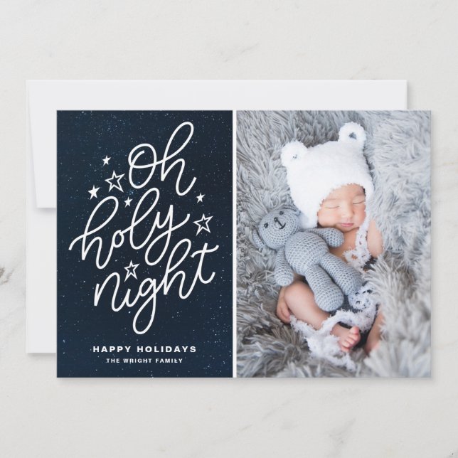 Oh Holy Night Script Starry Night Navidad Foto (Anverso)