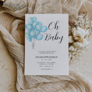Oh Invitación a globo azul Baby Shower
