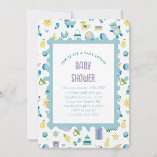 Oh Invitación azul de Baby Shower