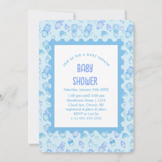 Oh Invitación azul de Baby Shower