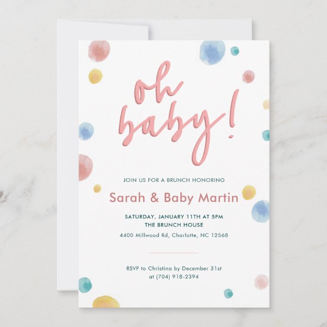 Oh Invitación de Baby Shower (Anverso)
