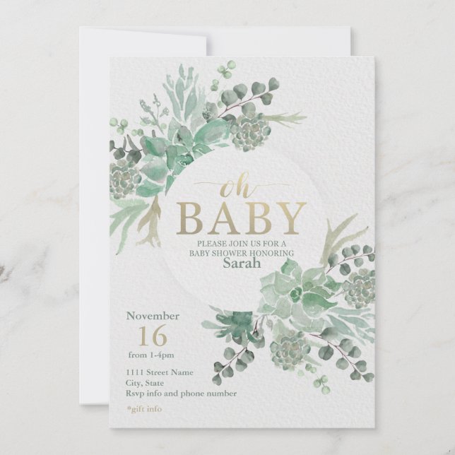 Oh Invitación de Baby Shower (Anverso)