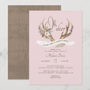 Oh Invitación de Baby Shower de Deer Pink Woodland