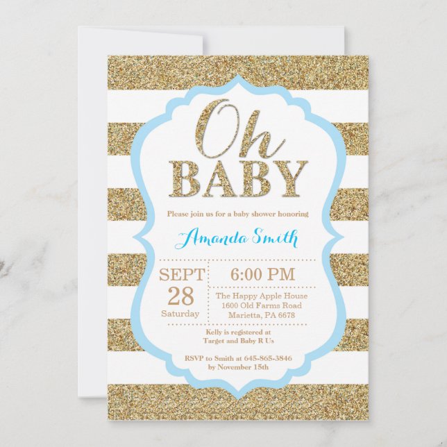 Oh invitación de Baby Shower de los azules cielos (Anverso)