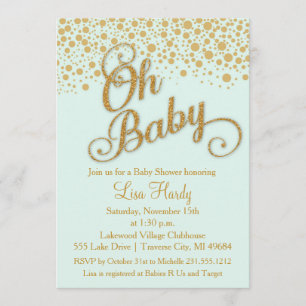 Oh Invitación de Baby Shower Purpurina de la Cas