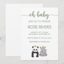 OH INVITACIÓN DE BEBÉ CON ANIMALES DE BEBÉ CON UNA
