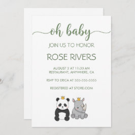 OH INVITACIÓN DE BEBÉ CON ANIMALES DE BEBÉ CON UNA