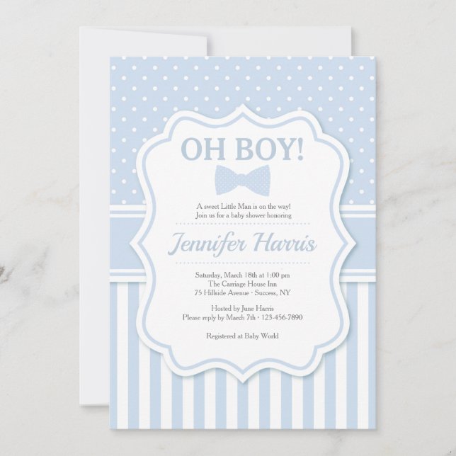 Oh invitación de Bowtie Baby Shower (Anverso)