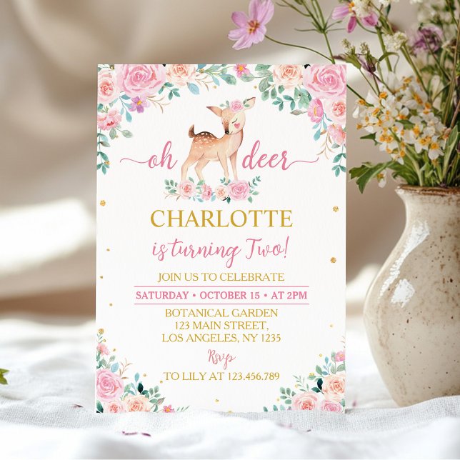 Oh Invitación de cumpleaños a la floral rosa de ci (Subido por el creador)