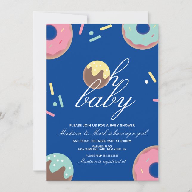 Oh Invitación de Pastel Dulce de Baby Shower y Don (Anverso)