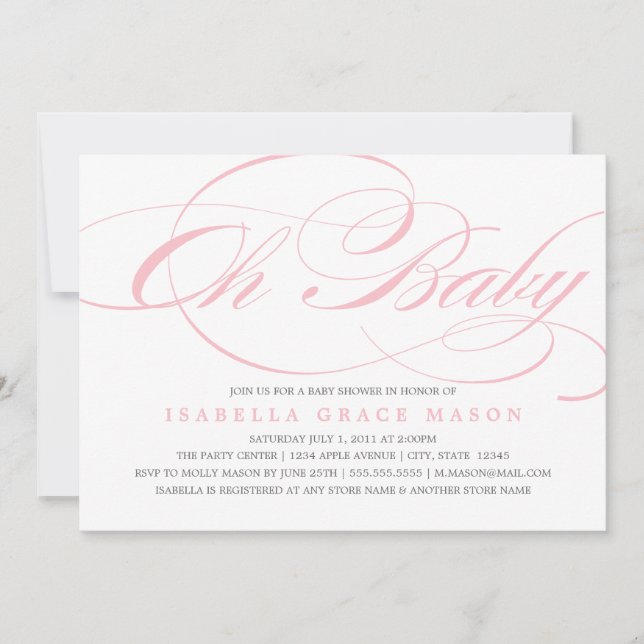 Oh invitación elegante del bebé el | Baby Shower (Anverso)