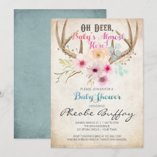 Oh invitación Rustic Baby Shower de ciervos