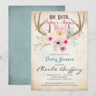 Oh invitación Rustic Baby Shower de ciervos