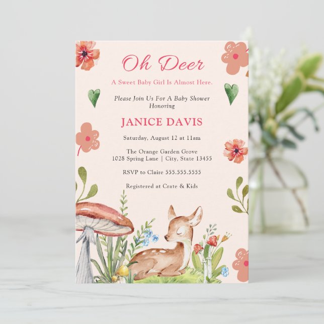 Oh invitaciones de ducha para bebés venados (Anverso de pie)