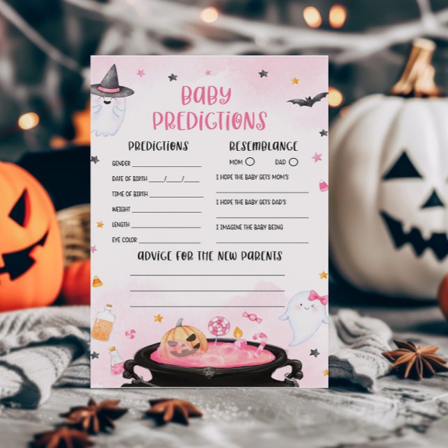 Oh Juego de Predicciones de Bebés de Hojas Ghoul H (Pink Oh Sheet Baby Shower Baby Predictions Game)