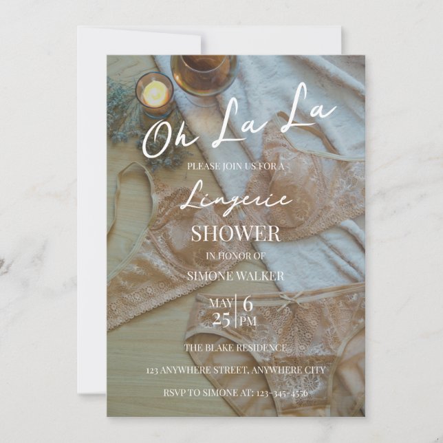 Oh La La Boho Lingerie Bridal Shower Invitación (Anverso)
