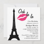 ¡Oh la la! Invitación de cumpleaños (blanco)<br><div class="desc">Una divertida y coqueta invitación de cumpleaños parisina que es fácil de personalizar para cualquier edad.</div>