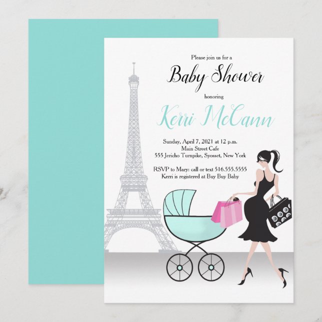Oh Là Là Paris - Invitación de Baby Shower temátic (Anverso / Reverso)