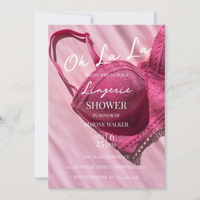 Oh La La Pink Lingerie Bridal Shower Invitación (Anverso)