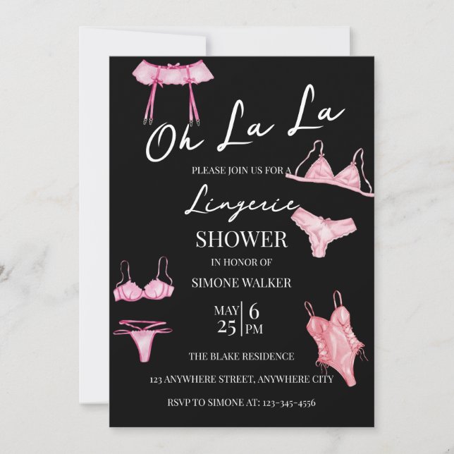 Oh La Lingerie Bridal Shower Invitación (Anverso)