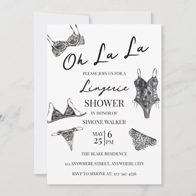 Oh La Lingerie Bridal Shower Invitación (Anverso)